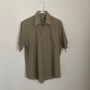 Savile Row half sleeve size 16 button up shirt, tan, striped good condition